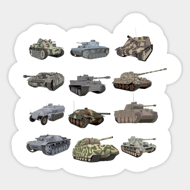 Multiple German WW2 Tanks Sticker by NorseTech